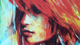 Tablou pe panza - Portret fata cu par rosu, Multicolor